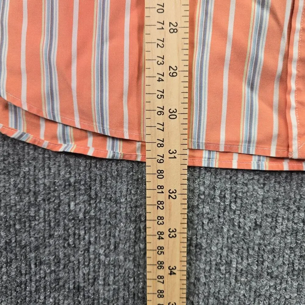 Polo Ralph Lauren Shirt Mens Large Classic Fit Orange Striped Button Down Pony